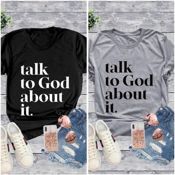 🆕Talk to God About It Tee in heather gray - Picture 3 of 4